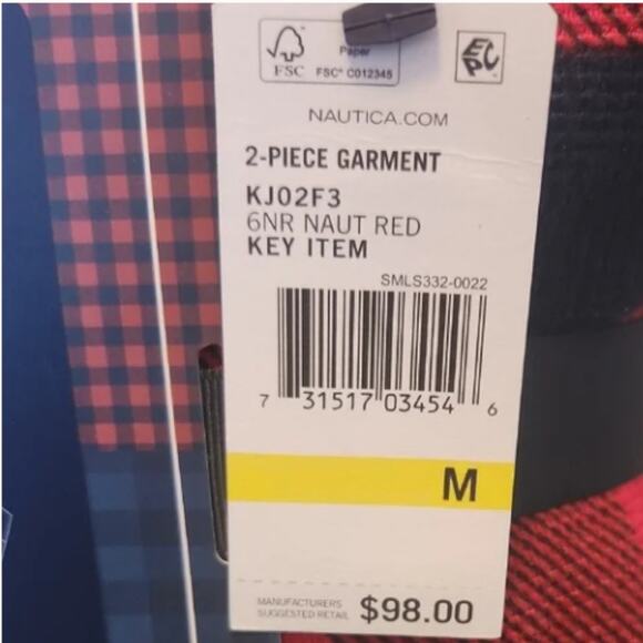 Nautica NWT Relaxed-Fit Buffalo Plaid Waffle-Knit Shirt & Pajama Pants Set - Picture 3 of 3